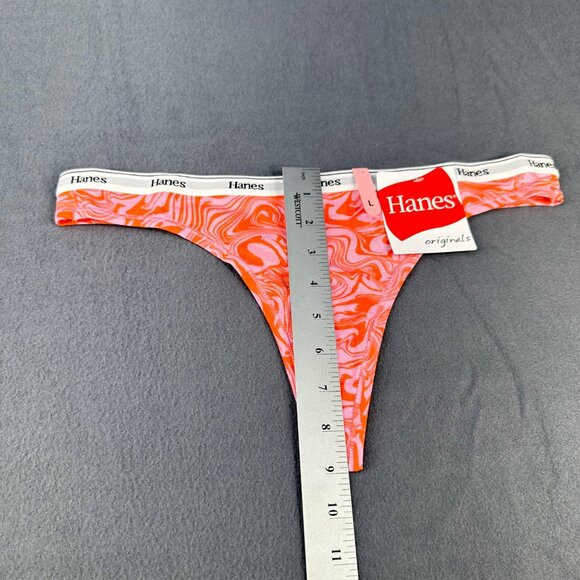 Hanes Originals Women's Size Large 7 Panty Thong Swirl Print Red Pink New - Picture 7 of 8